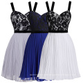 Starzz 2016 New Design Sexy Spaghetti Straps Pleated Blue Chiffon Short Cocktail Dress ST000003-3